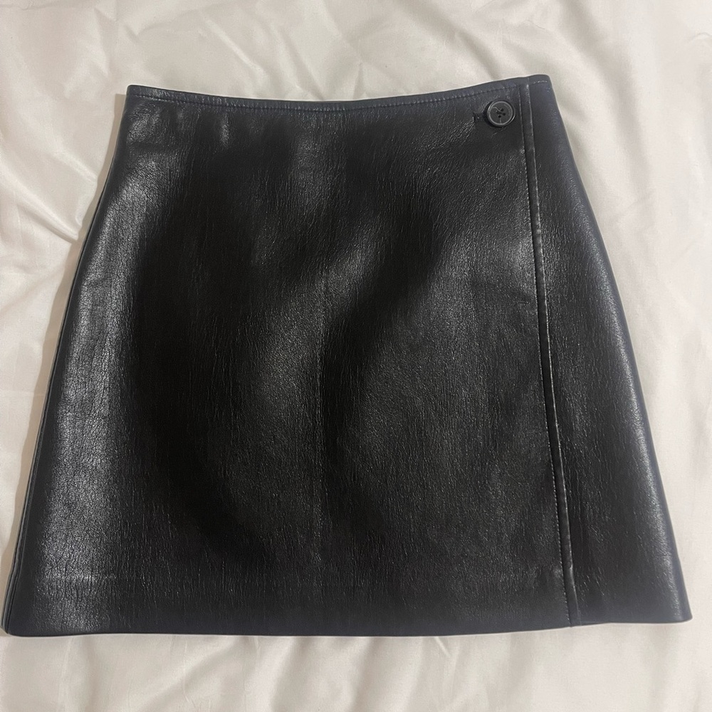 Aritzia Babaton Leather Wrap Skirt